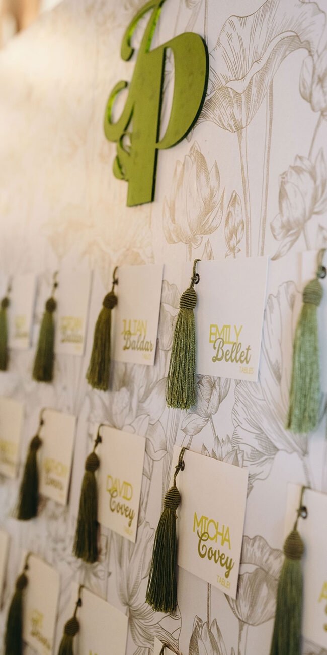 Seating chart with tassels