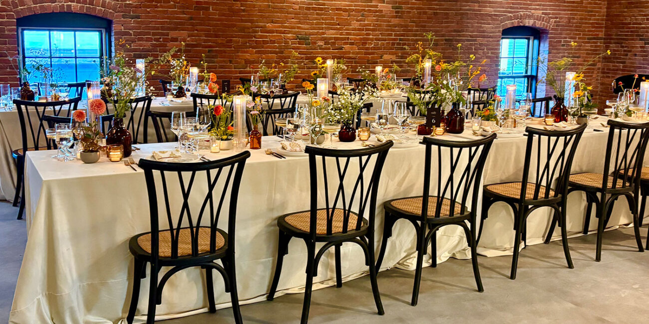 Long reception table setting
