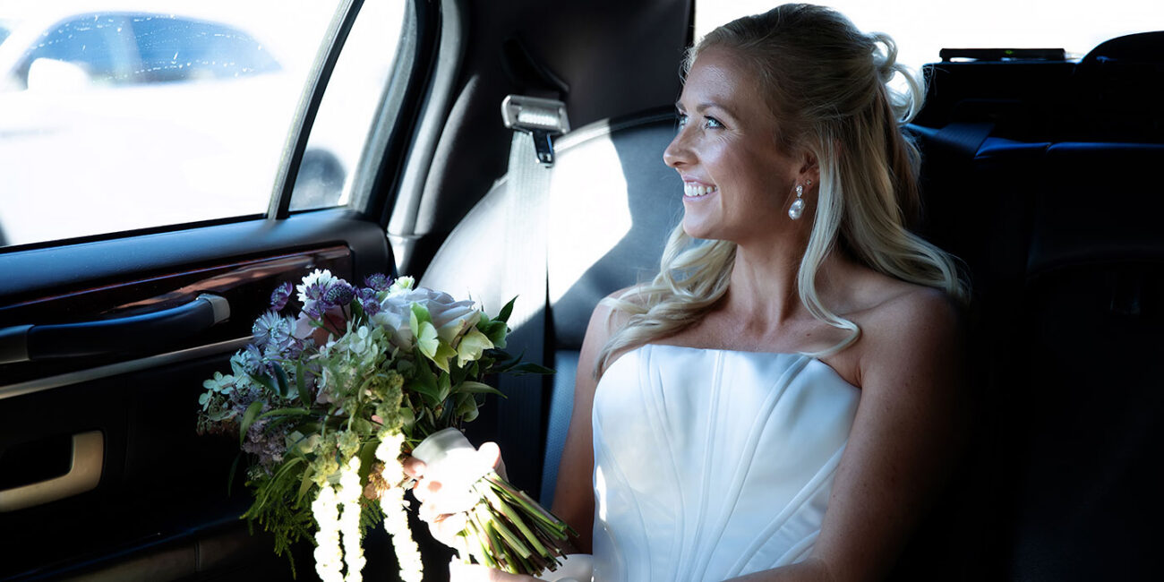Bride in limo