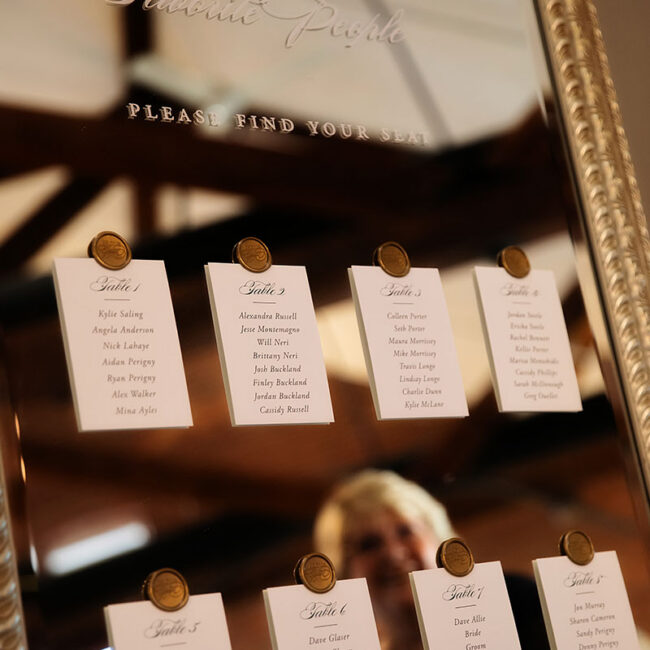 Seating chart on mirror