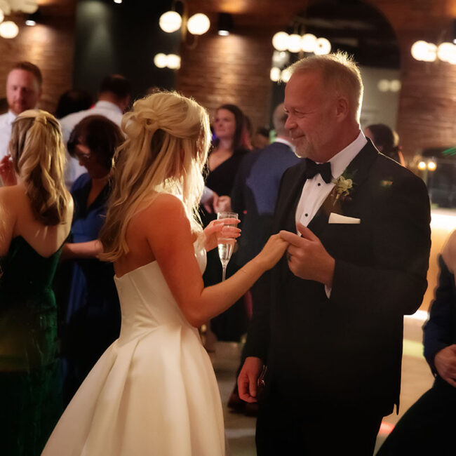 Bride and groom dancing