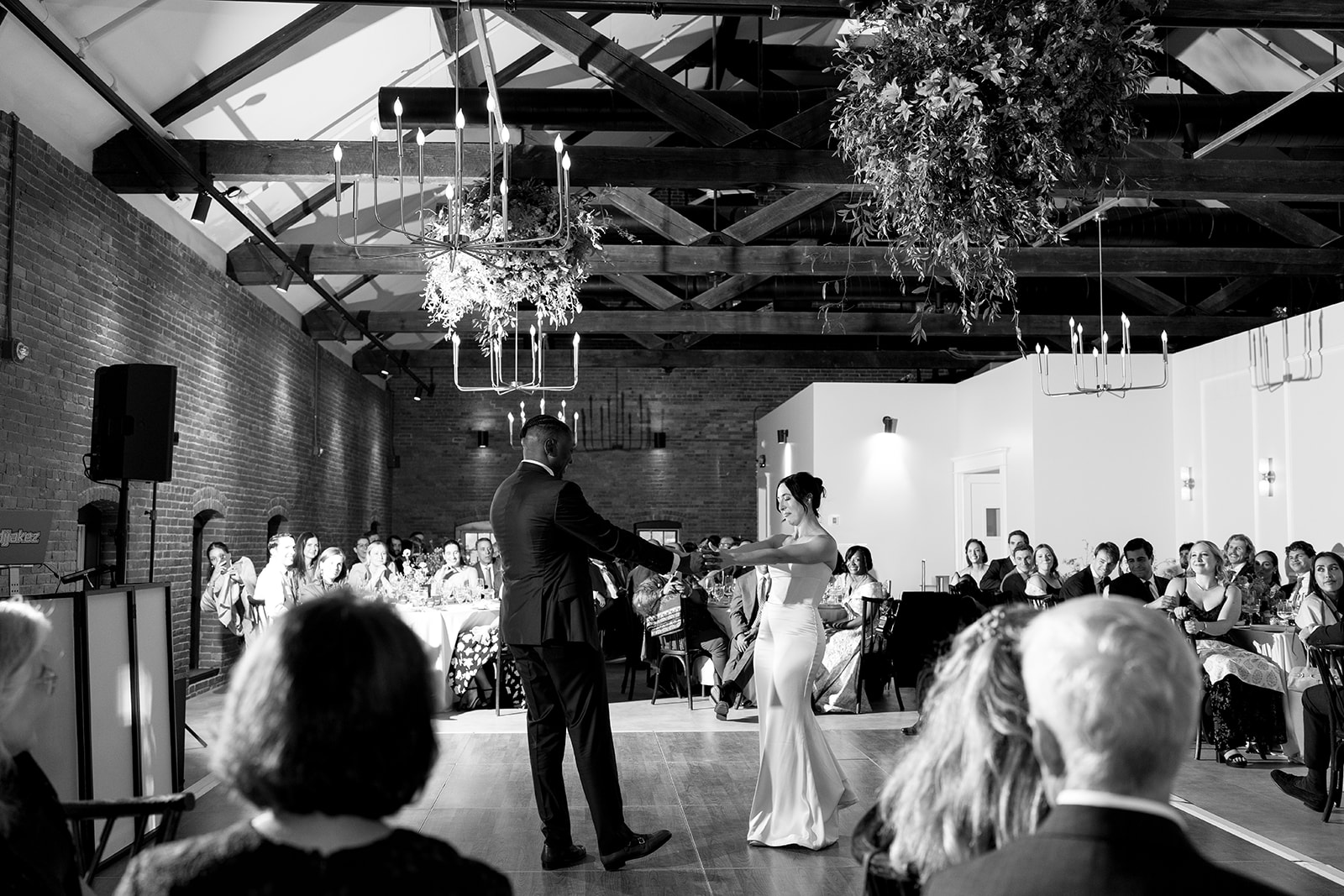 Couple dancing at reception