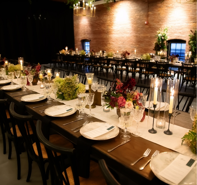 The Hawthorn reception area tables