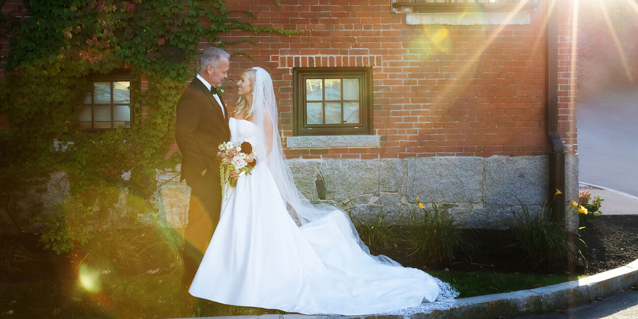 The Hawthorn exterior- bride and groom