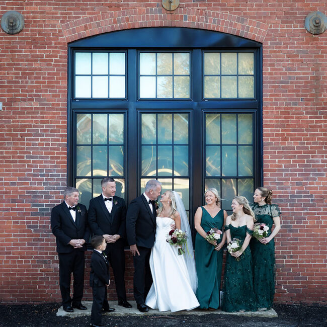 The Hawthorn exterior- bride and groom