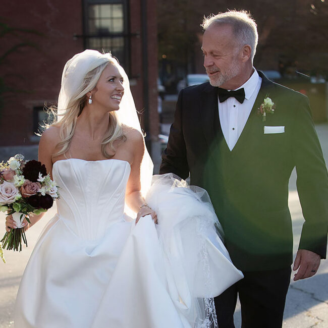The Hawthorn exterior- bride and groom