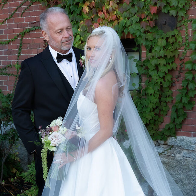 The Hawthorn exterior- bride and groom