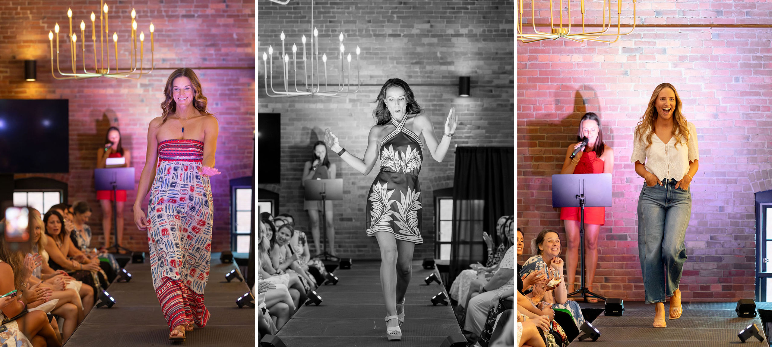 Fashion show models on catwalk