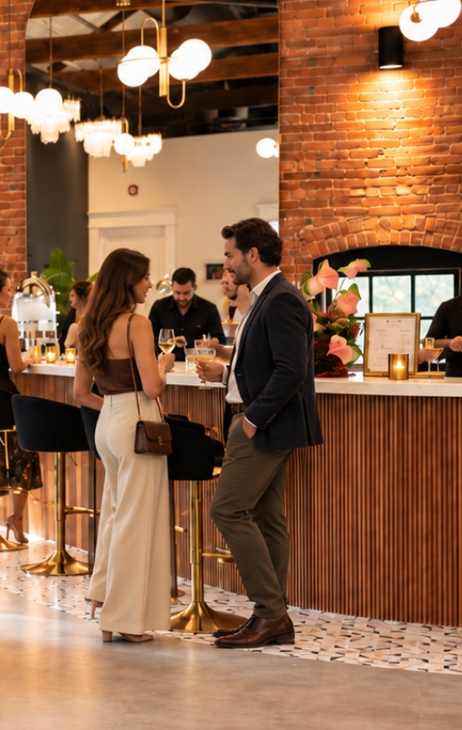 People gathering at the bar