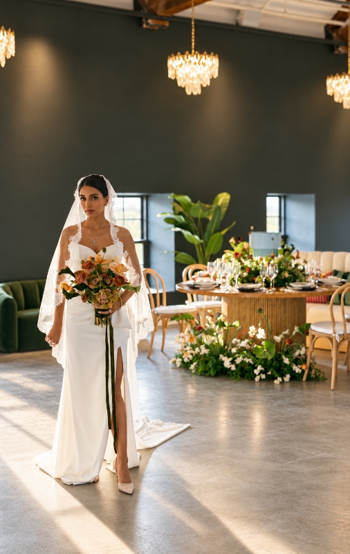 Bride posing in The Hawthorn