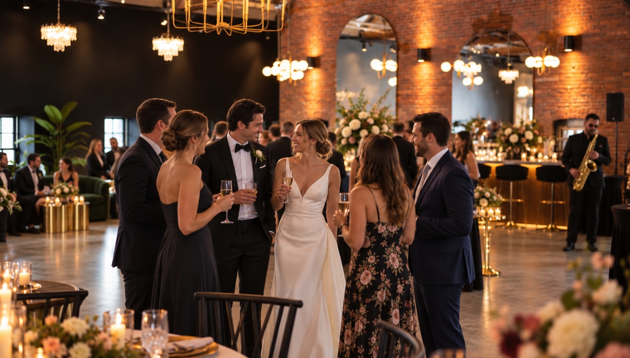 Wedding couple at reception