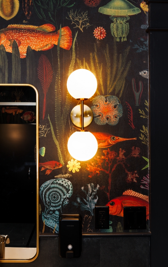 Bathroom mirror and light details